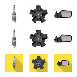 isolated object of auto and part logo collection vector image