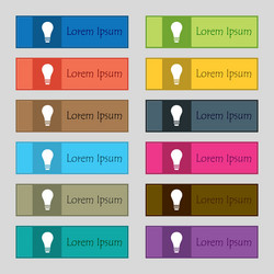 Light bulb icon sign set of twelve rectangular vector