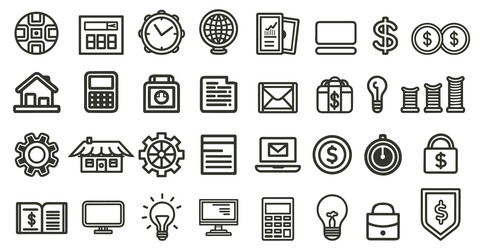 outlined icons set related to workflow processing vector image