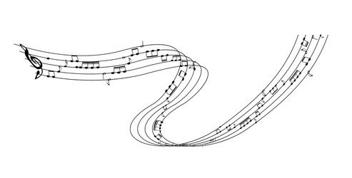 Set of musical notes on five-line clock notation vector