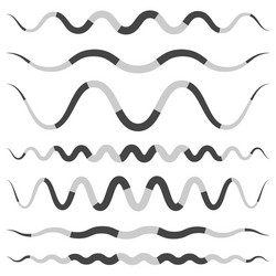 set of various wavy curved dashed line stripe vector image
