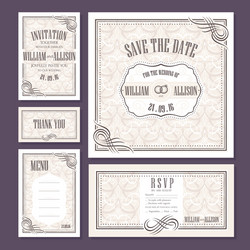 Set of wedding cards vector