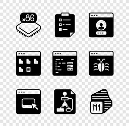 set processor with microcircuits cpu clipboard vector image