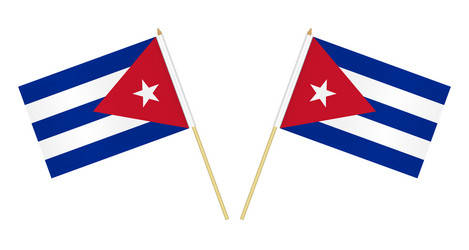 two small cuban flags isolated on white vector