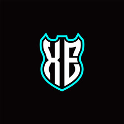x e initial logo design with shield shape vector image