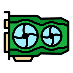 computer display card icon color outline vector image