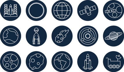 isolated space line block style icon set vector image
