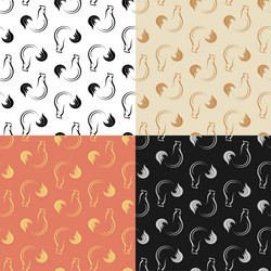 set of seamless patterns with abstract rooster vector image