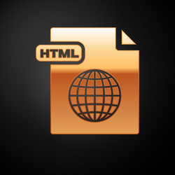 gold html file document download button icon vector image