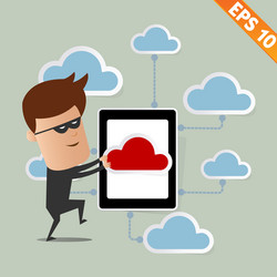 Hacker steal data on cloud computing - eps vector