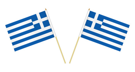 Two small greek flags isolated on white vector