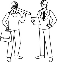 architect builder with engineer characters vector image