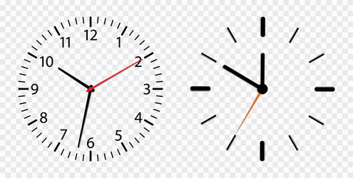 Clock face watch dial isolated on transparent vector