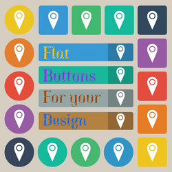 map pointer icon sign set of twenty colored flat vector image
