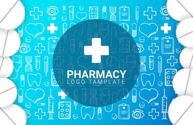 Pharmacy and medical banner with doodle background vector