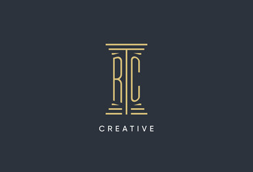 rc initial monogram with pillar shape logo design vector image