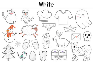 white color objects set learning colors for kids vector