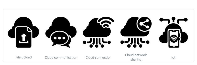 a set of 5 seo icons as file upload cloud vector image