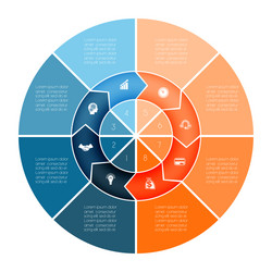 arrow ring infographics numbered for 8 positions vector