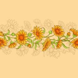 Calendula flower pattern Royalty Free Vector Image