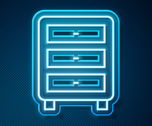 Glowing neon line archive papers drawer icon vector