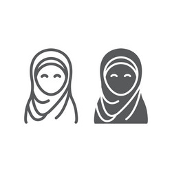 hijab line and glyph icon ramadan islam vector