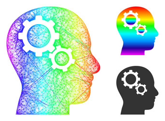 spectral linear gradient brain gears icon vector image