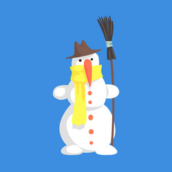 Alive classic three snowball snowman in hat vector