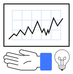 continuous growth chart with hand gesture vector image