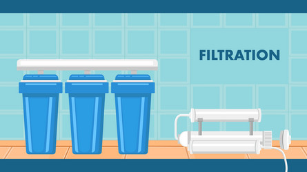 reverse osmosis filtration system flat web banner vector