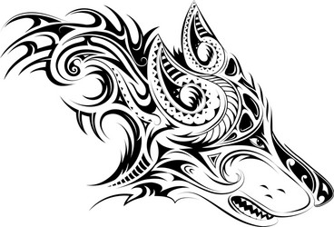 Tribal Wolf Head Tattoo Vector Image