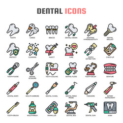 Dental thin line and pixel perfect icons vector