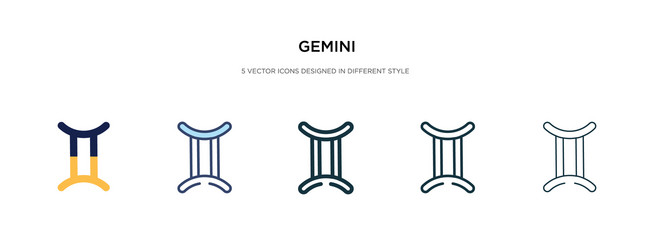 Gemini icon in different style two colored vector