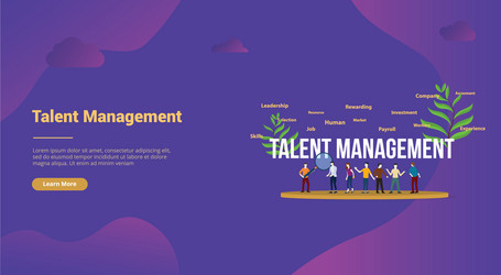 talent management concept with big text and team vector