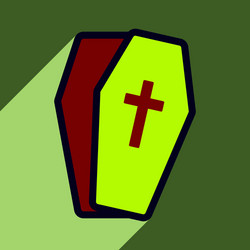 flat with shadow icon open coffin on a colored vector image
