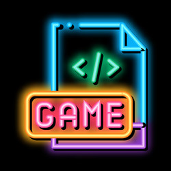 Game development coding neon glow icon vector