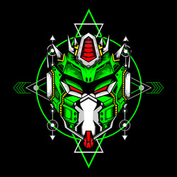 mecha head with modern line background can use vector image