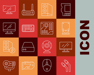 set line lan cable network internet computer vector image