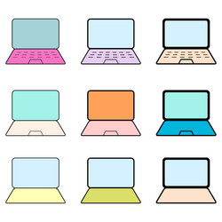 set of laptop flat web icon notebook computer vector image