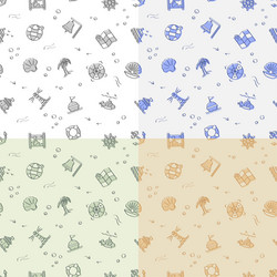 set of seamless patterns with doodle linear icons vector image