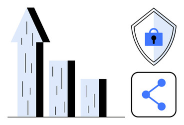 data security growth chart with upward arrow bar vector image