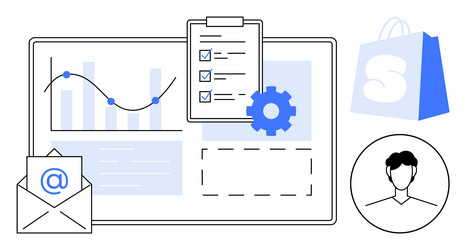 e-commerce dashboard with graphs notifications vector image