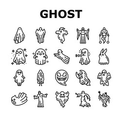 Set of cute ghost creation kit changeable face Vector Image