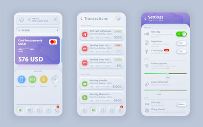 online banking neomorphic interface mobile app vector image