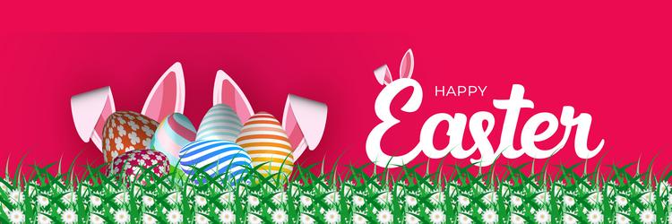 spring easter web banner colorful egg background vector image