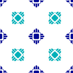 blue computer processor with microcircuits cpu vector image