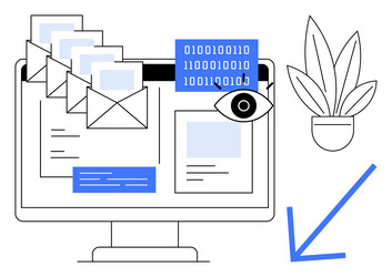 cybersecurity concept with emails binary code vector image