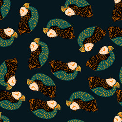 dark random seamless pattern with black and green vector image