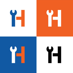 Letter h wrench logo design service and repair Vector Image