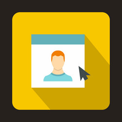 Mouse cursor pointing to a person on monitor icon vector